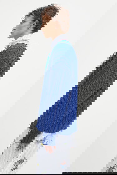 Sweater Sky High Farm Sky High Farm Cableknit V-Neck Sweater Blå | SHF07N007, 1