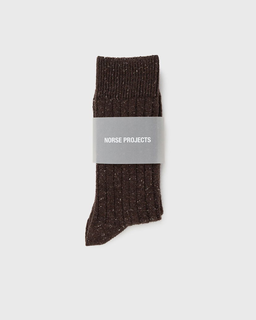 Strumpor NORSE PROJECTS Bjarki Neps Wool Rib Sock Brun | N82-0008-9024