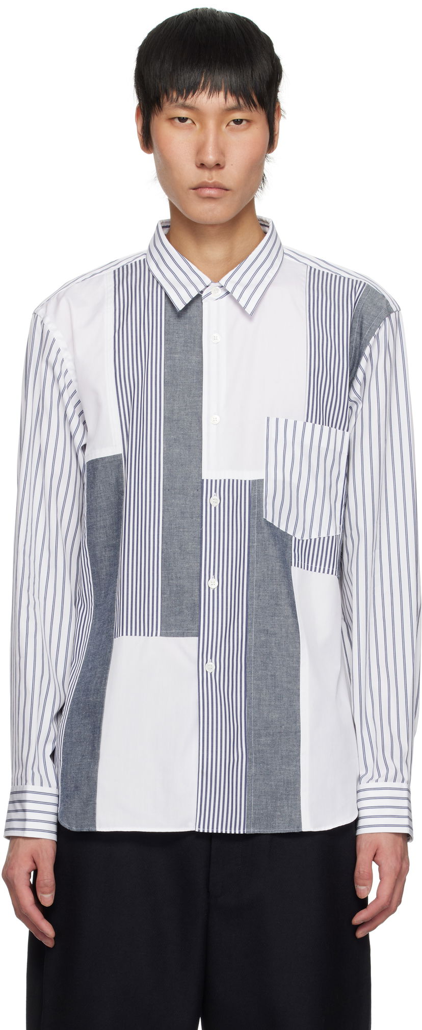 Skjorta Comme des Garçons Comme des Garçons Homme Deux Patchwork Striped Shirt Vit | DO-B029-051