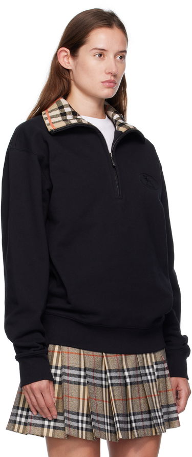 Sweatshirt Burberry Burberry Check Collar Quarter-Zip Sweatshirt Svart | 8109063, 1