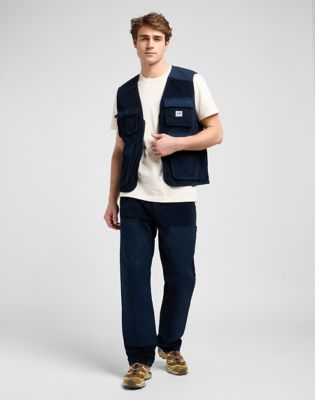 Väst Lee Workwear Regular Mixed Media Vest Rivet Mörkblå | 112371272, 1