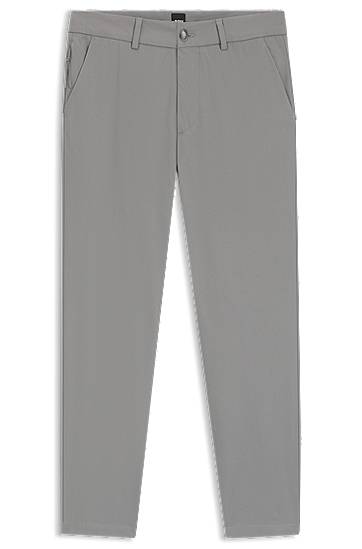Byxor BOSS Slim-Fit Cotton-Blend Twill Trousers Grå | 50543945