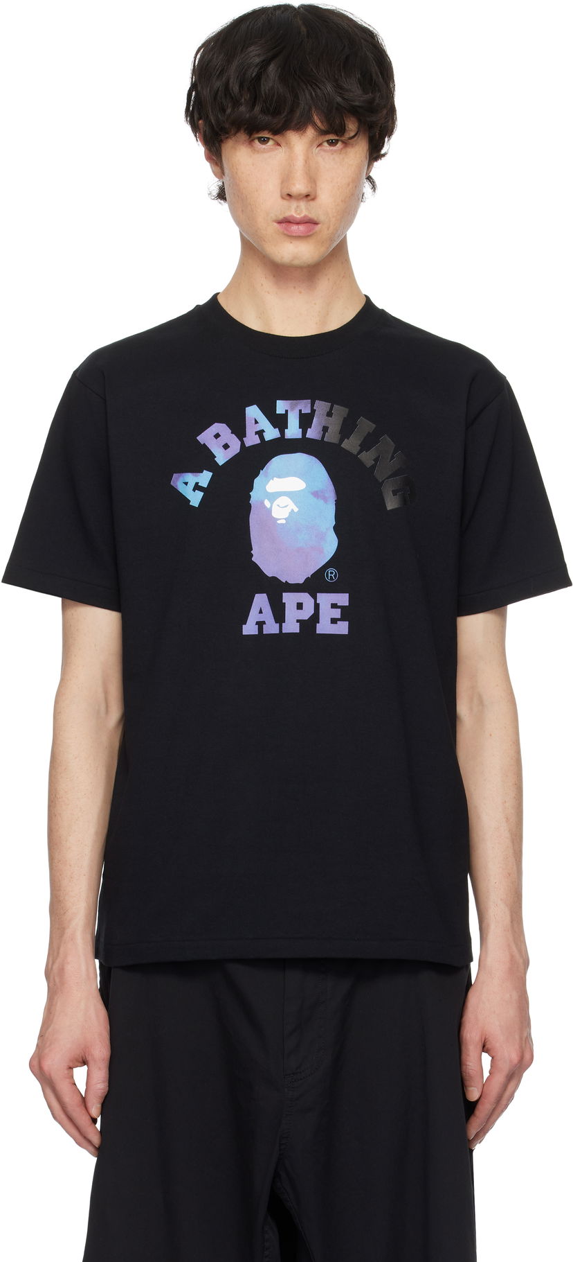 T-shirt BAPE Tie Dye College Graphic T-Shirt Svart | 001TEK801032M