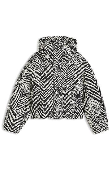Pufferjacka BOSS Water-repellent hooded jacket with herringbone print Flerfärgad | 50550363
