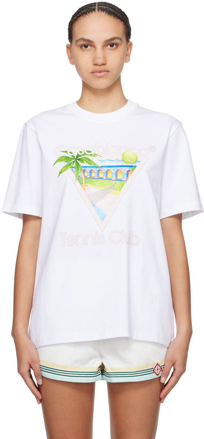 T-shirt Casablanca Tennis Club Icon T-Shirt Vit | U-MPS24-JTS-001-01