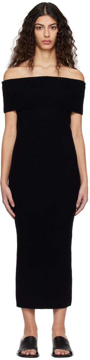 Klä TOTEME Off-Shoulder Midi Dress Svart | 231-6010-325