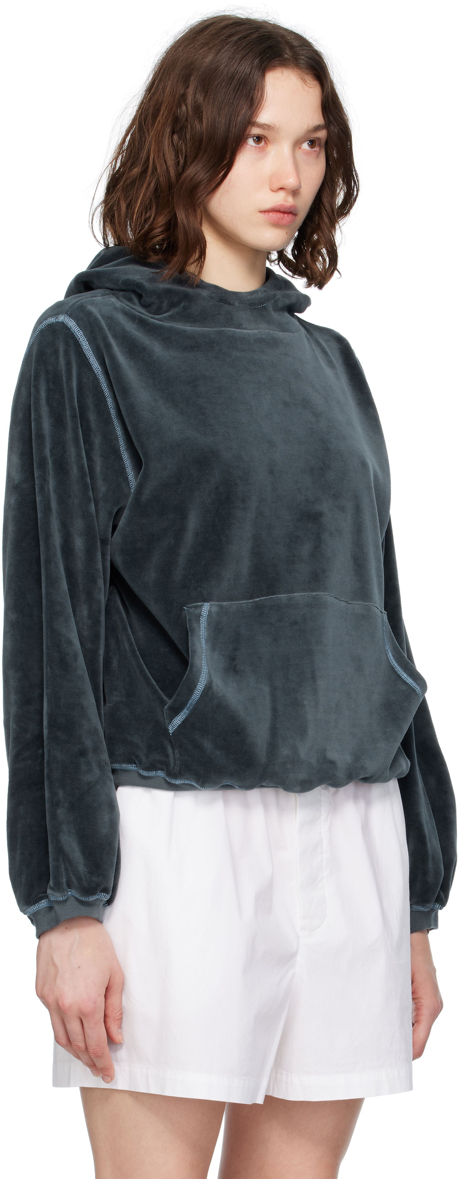 Sweatshirt Baserange Baserange Pillow Velour Hoodie Grå | FPIH-VE-SU25, 1