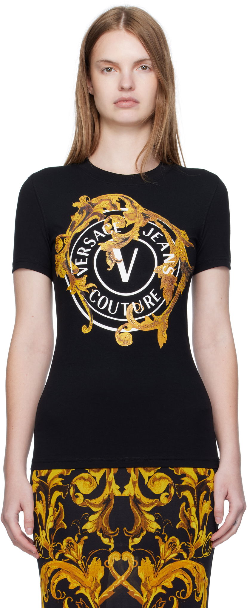 T-shirt Versace Versace Jeans Couture Printed T-Shirt Svart | E79HAHE01_ECJ02E