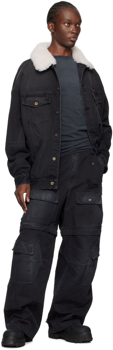 Jacka We11done Oversized Denim Jacket with Fur Collar Svart | WD-DJ2-24-363-U-BK, 3