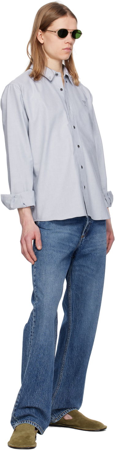 Skjorta AMI Paris Blue Classic Fit Shirt Grå | USH060.CO0031, 3