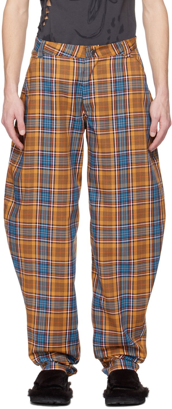 Byxor Collina Strada Collina Strada GRR Plaid Trousers Orange | XX6428