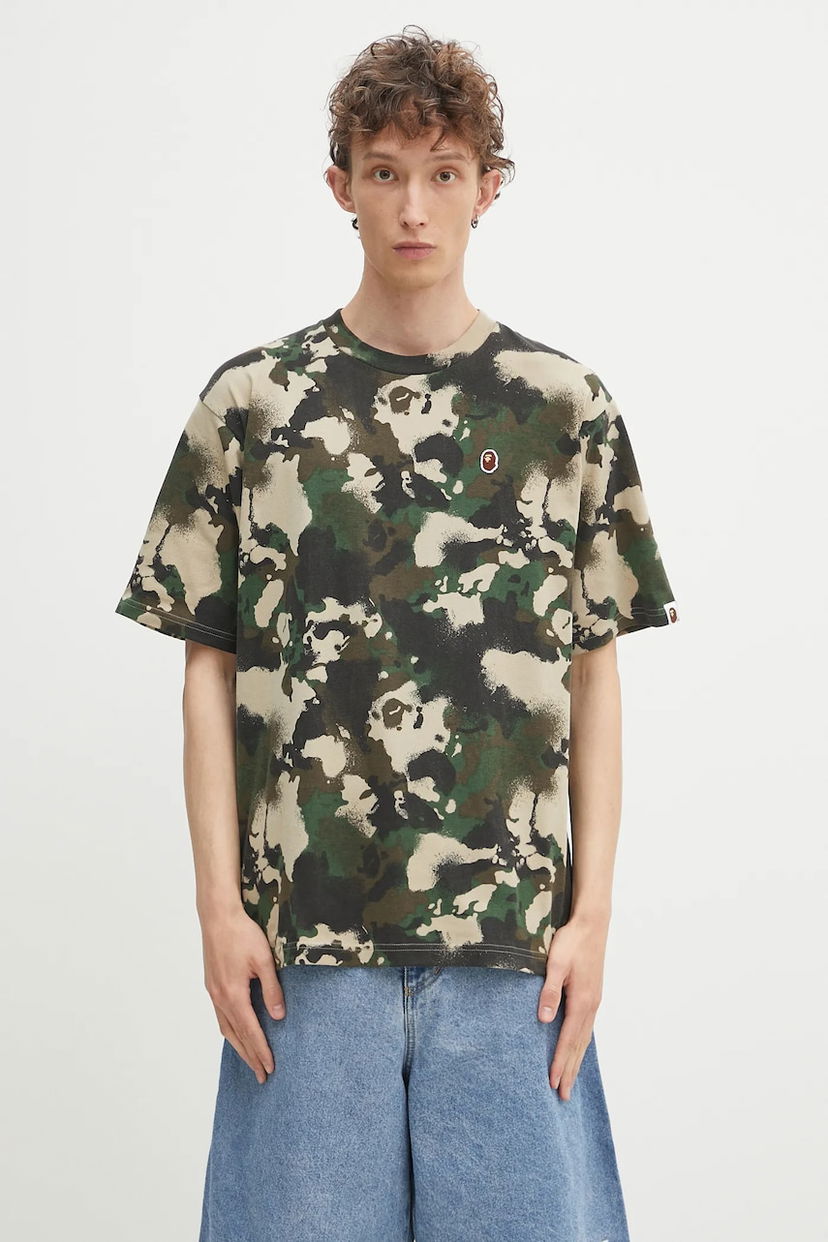 T-shirt BAPE A Bathing Ape Map Camo APE Head One Point T-Shirt Grön | 1L30109001