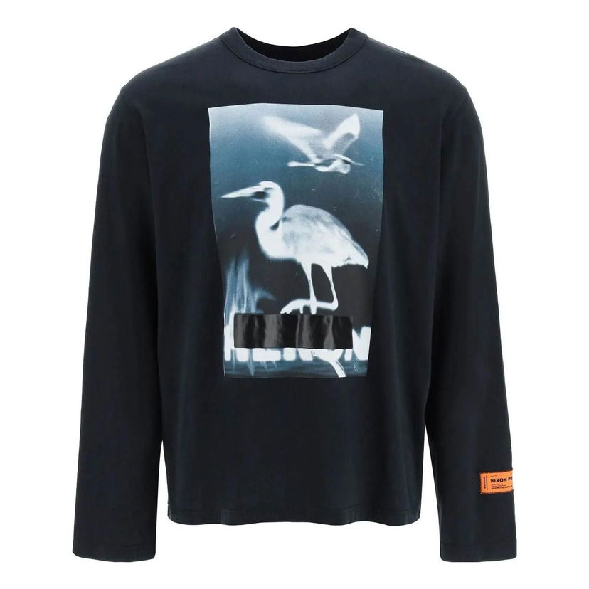 T-shirt HERON PRESTON Heron Preston Censored Heron Graphic Long-Sleeve T-Shirt Svart | HMAB026S23JER0011001