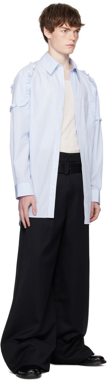 Skjorta Simone Rocha Simone Rocha Ruffle Shoulder Patch Tunic Shirt Blå | 5383 1026, 3