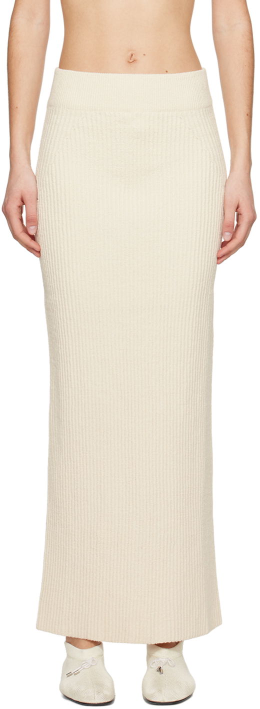 Kjol TOTEME TOTEME Vented Maxi Knit Skirt Beige | 242-WRB2171-YA0042