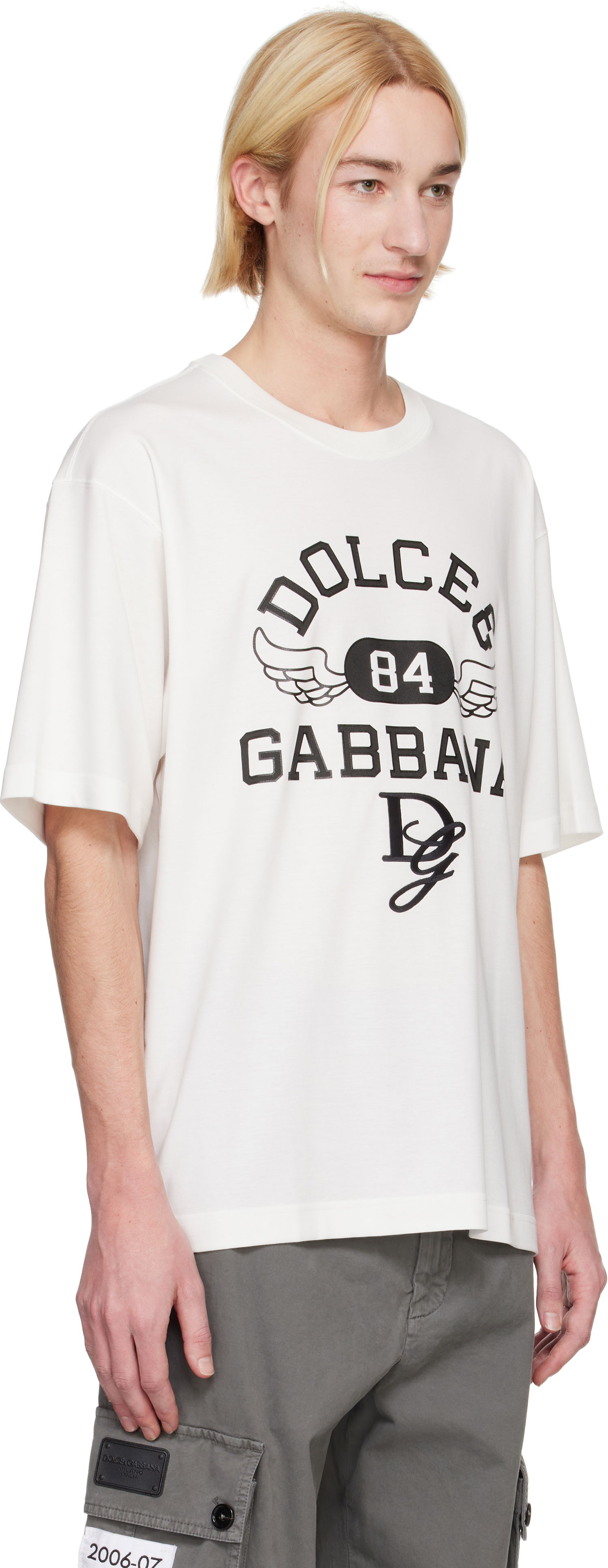 T-shirt Dolce & Gabbana Round Neck T-Shirt with Graphic Print Vit | G8PN9ZG7NSN, 1