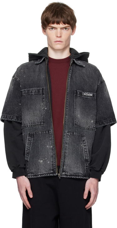Jacka We11done We11done Faded Layered Hoodie Denim Jacket Svart | WD-DJ2-25-315-M-BK, 0