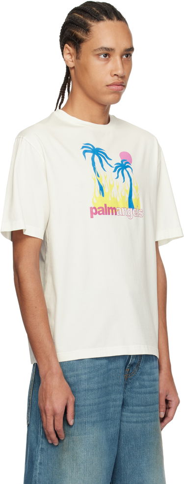 T-shirt Palm Angels Palm Angels Burning Oasi Graphic T-Shirt Vit | PMAA089S25JER0020384, 1