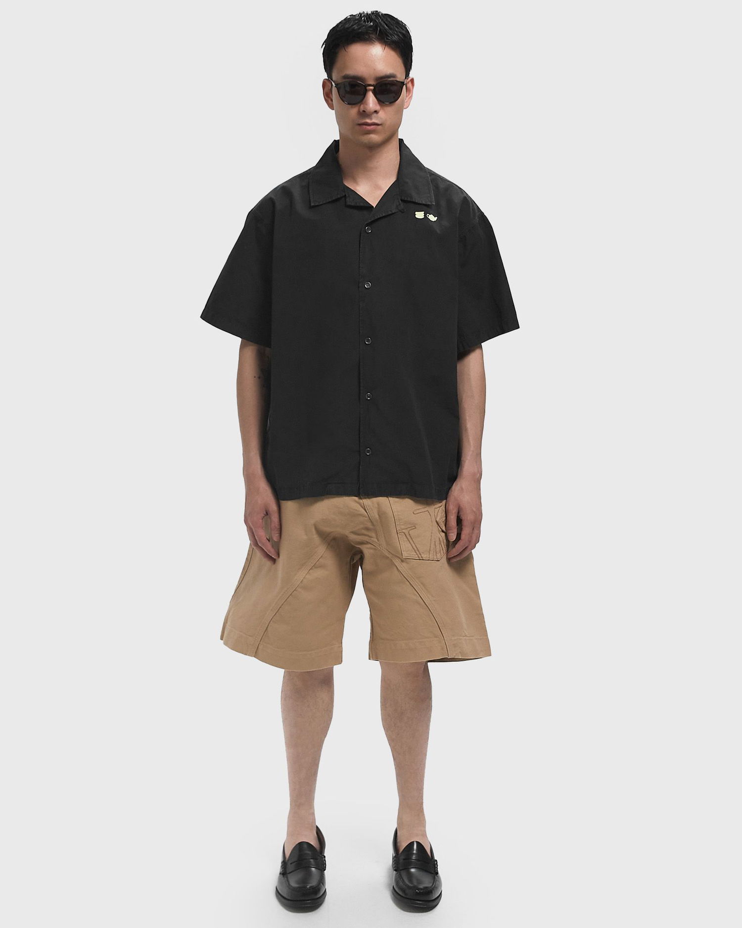 Skjorta JW Anderson Teacup and Teapot Embroidered Camp Collar Short Sleeve Shirt Svart | SH0371-PG1823-781, 1