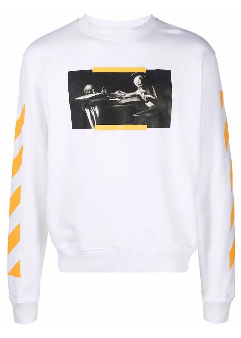 Sweatshirt Off-White Caravaggio Saint Jerome Writing Print Slim Fit Sweatshirt White Yellow Vit | OMBA025F21FLE0090184