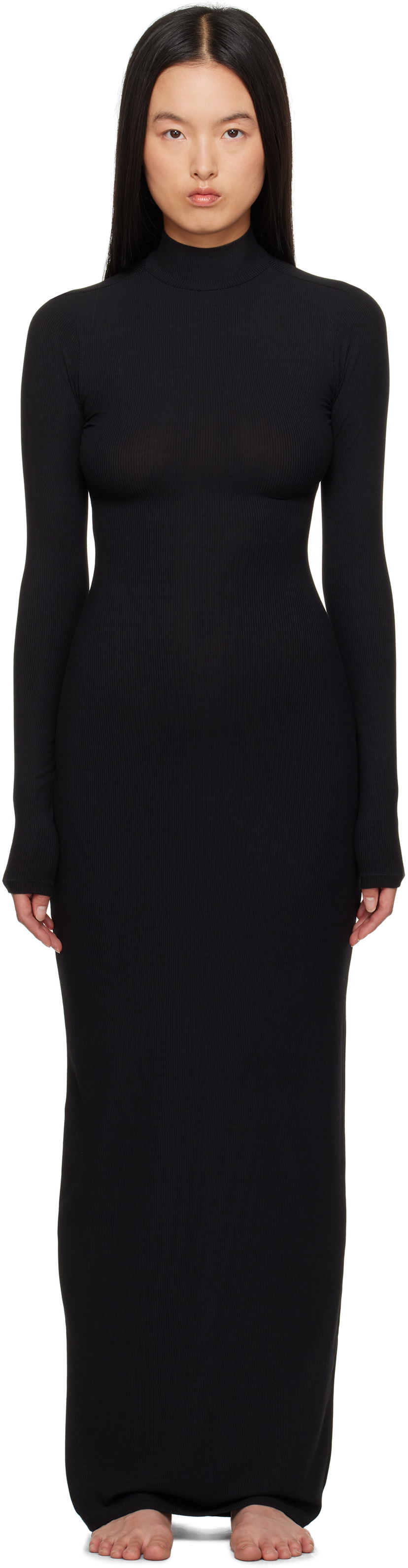 Klä SKIMS Soft Lounge Turtleneck Maxi Dress Svart | DS-DRS-6331W