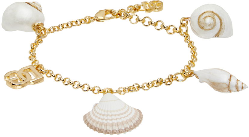 Armband Dolce & Gabbana DG Logo & Shell Charm Chain Bracelet Metallisk | WBQ6C5W1111