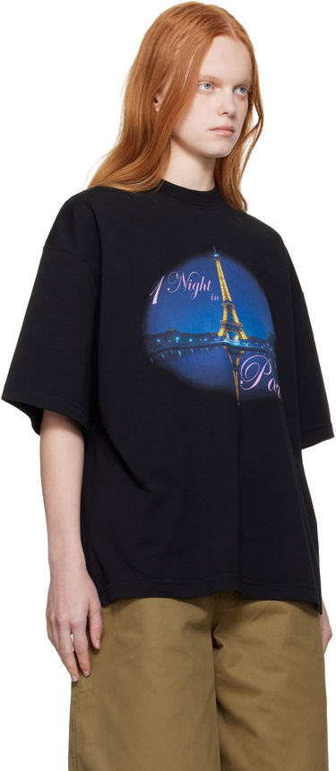 T-shirt VETEMENTS VETEMENTS 'Night In Paris' Oversized T-Shirt Svart | UH76TR410B, 1