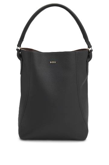 Tygpåse BOSS BOSS Grained Leather Bucket Bag Svart | 50547744, 0