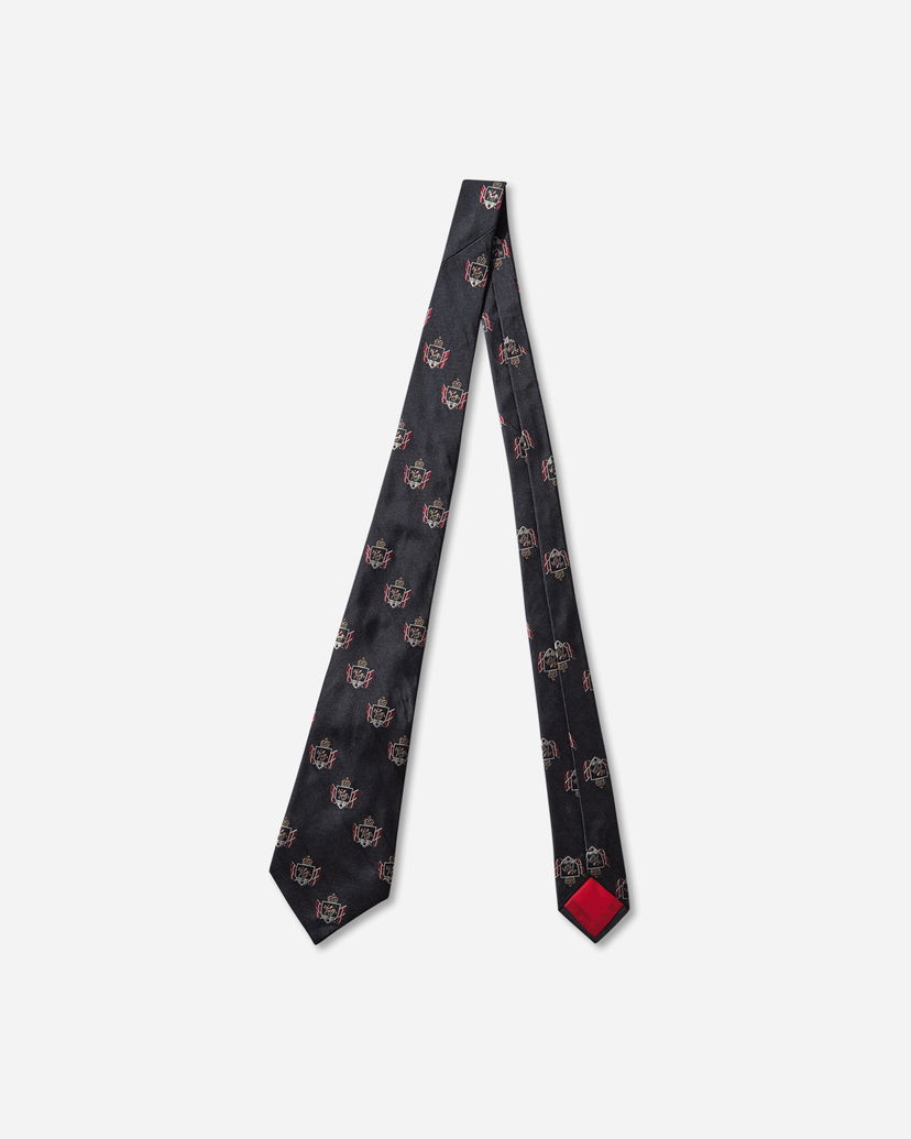 Tillbehör Junya Watanabe Silk Tie with Crest Pattern Svart | WP-K408-W25 1
