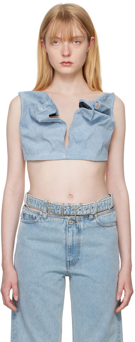 Behå Y/PROJECT Blue Scrunched Denim Bralette Blå | 107TO001