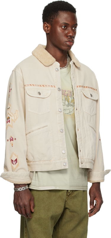 Jacka ISABEL MARANT Isabel Marant Jenson Embroidered Sherpa Denim Jacket Beige | 25PVE0184HA-C1H02H, 1