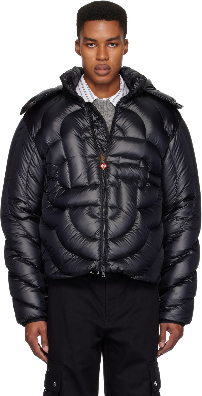 Pufferjacka Casablanca Quilted Puffer Down Jacket Svart | MF24-OT-140-01