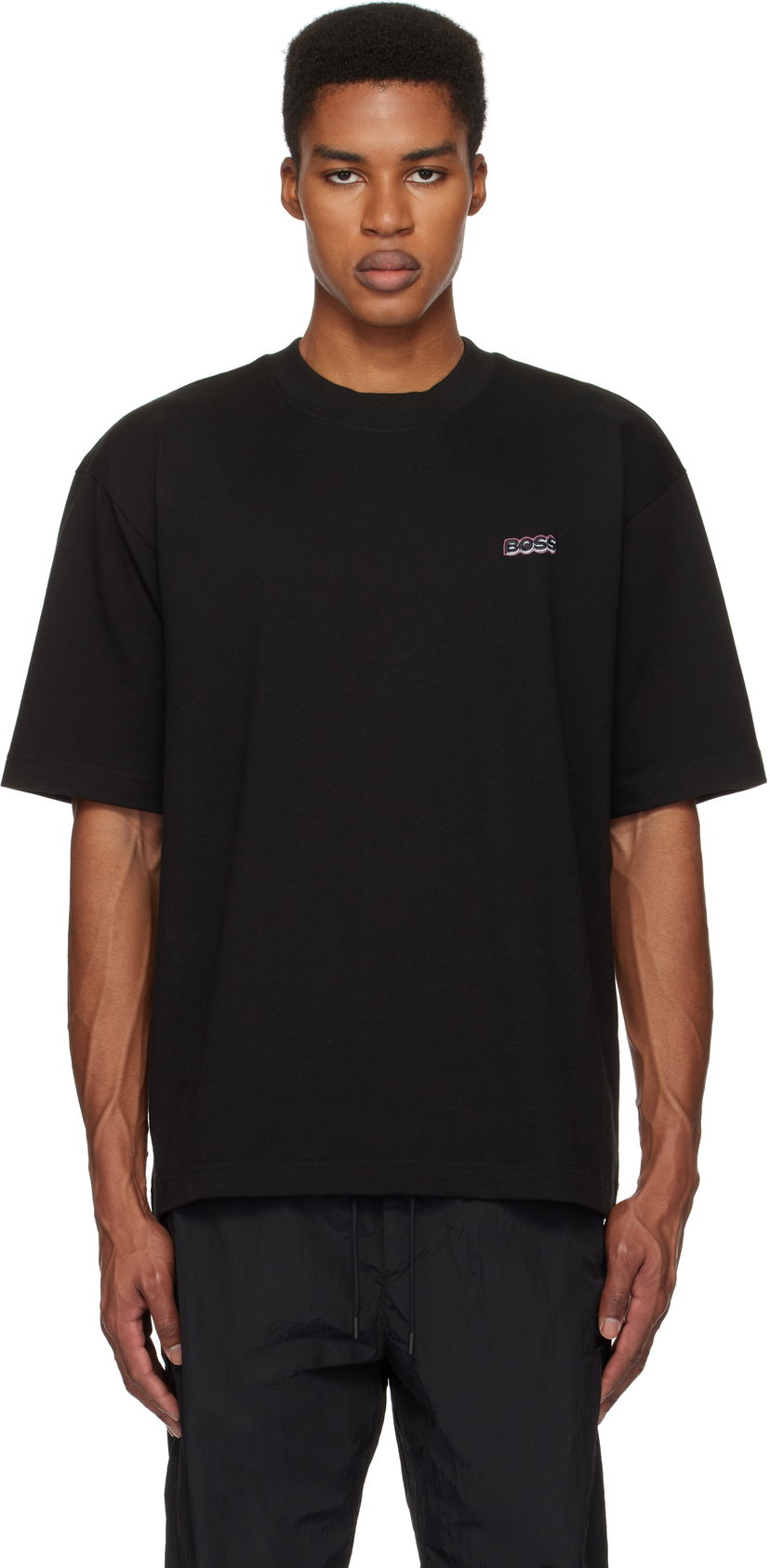 T-shirt BOSS Embroidered Logo T-shirt Svart | 50534225