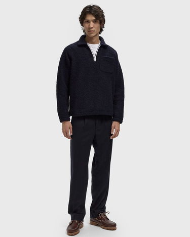 Sweater Edmmond Studios Unconventional Textured Half-Zip Polo with Chest Pocket Mörkblå | 325-40-25590, 2