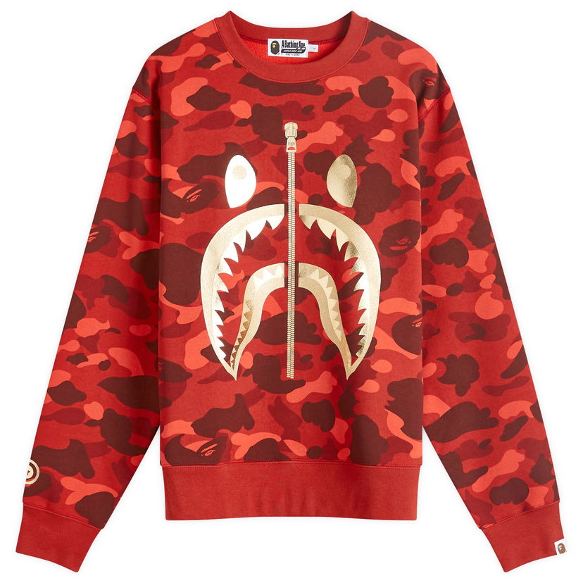 Sweatshirt BAPE A Bathing Ape Colour Camo Shark Crew Sweat Röd | 001SWK301003M-RED