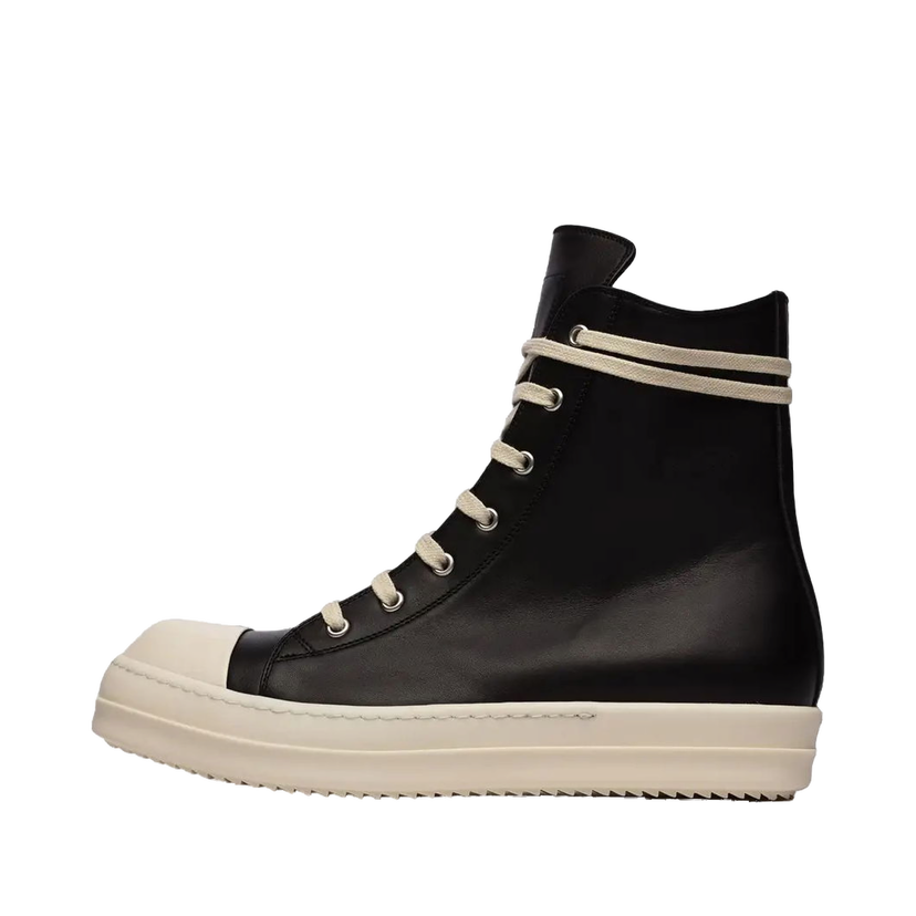 Sneakers och skor Rick Owens Leather High Top Black Cream Svart | RU01B1890/RU02B2890