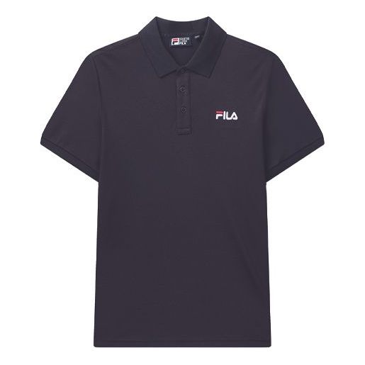 Polotröja FILA Logo Embroidered Short Sleeve Polo Mörkblå | F11M028126F-NV