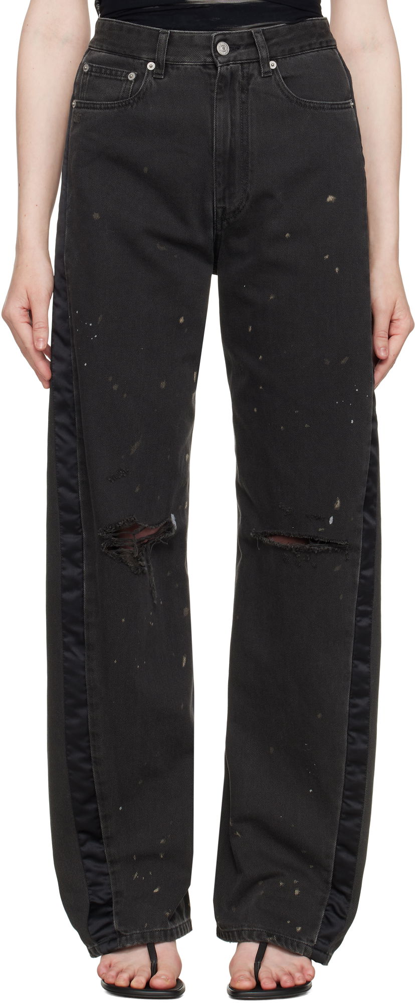 Jeans Maison Margiela MM6 Maison Margiela 5 Pockets Distressed Jeans Svart | S62LB0190 M30011