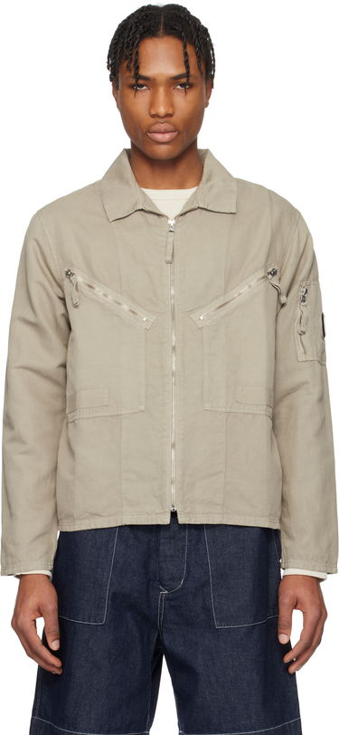 Bomberjacka C.P. Company C.P. Company Cotton Linen Zip Overshirt Beige | 18CMOS103A-006273G, 0