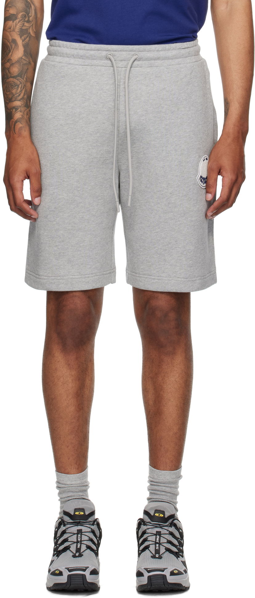 Shorts Moncler Moncler Logo Patch Cotton Shorts Grå | K20918H0000489AZU