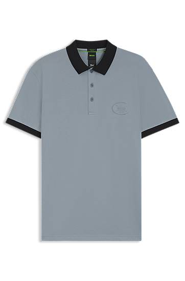 Polotröja BOSS Moisture-Wicking Stretch Piqué Polo Shirt Blå | 50544192