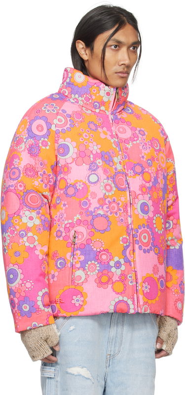 Pufferjacka ERL Floral Print Down Jacket Rosa | ERL07C103, 3