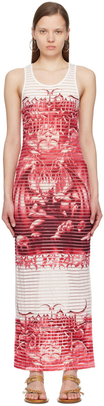 Klä Jean Paul Gaultier Scoop Neck Graphic Maxi Dress Röd | 24/25-F-RO158-J544-0130