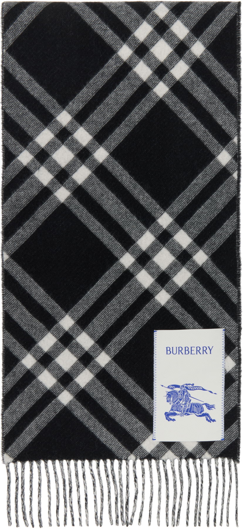 Halsduk Burberry Cashmere Check Scarf Svart | 8099650
