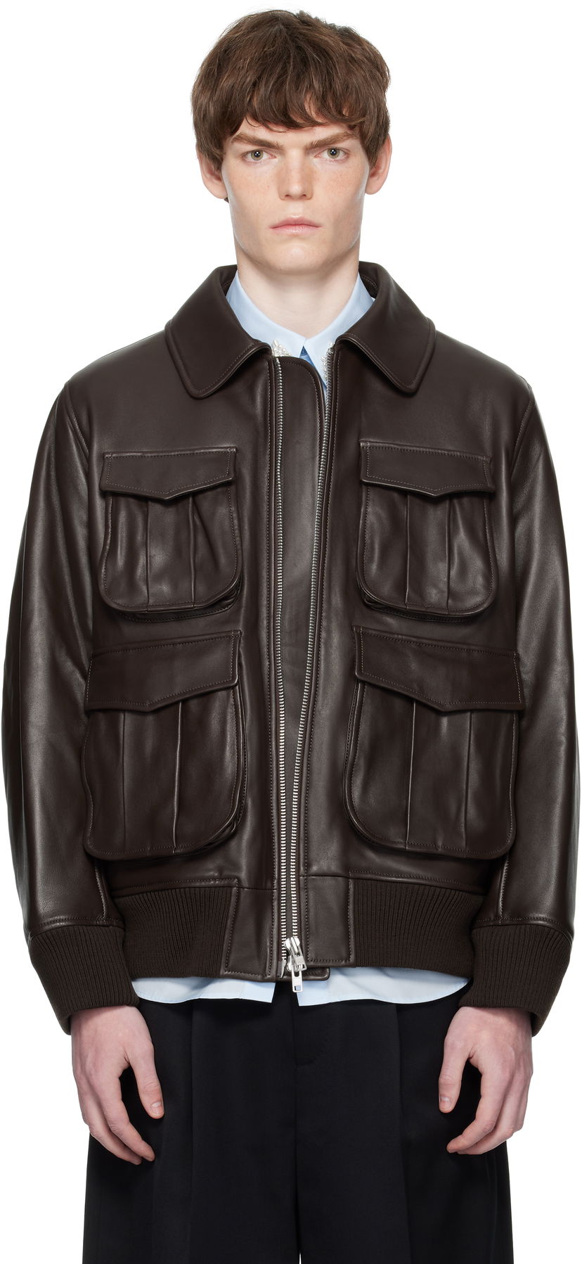 Bomberjacka Simone Rocha Simone Rocha Oversized Multi-Pocket Aviator Jacket Brun | 6130 0456