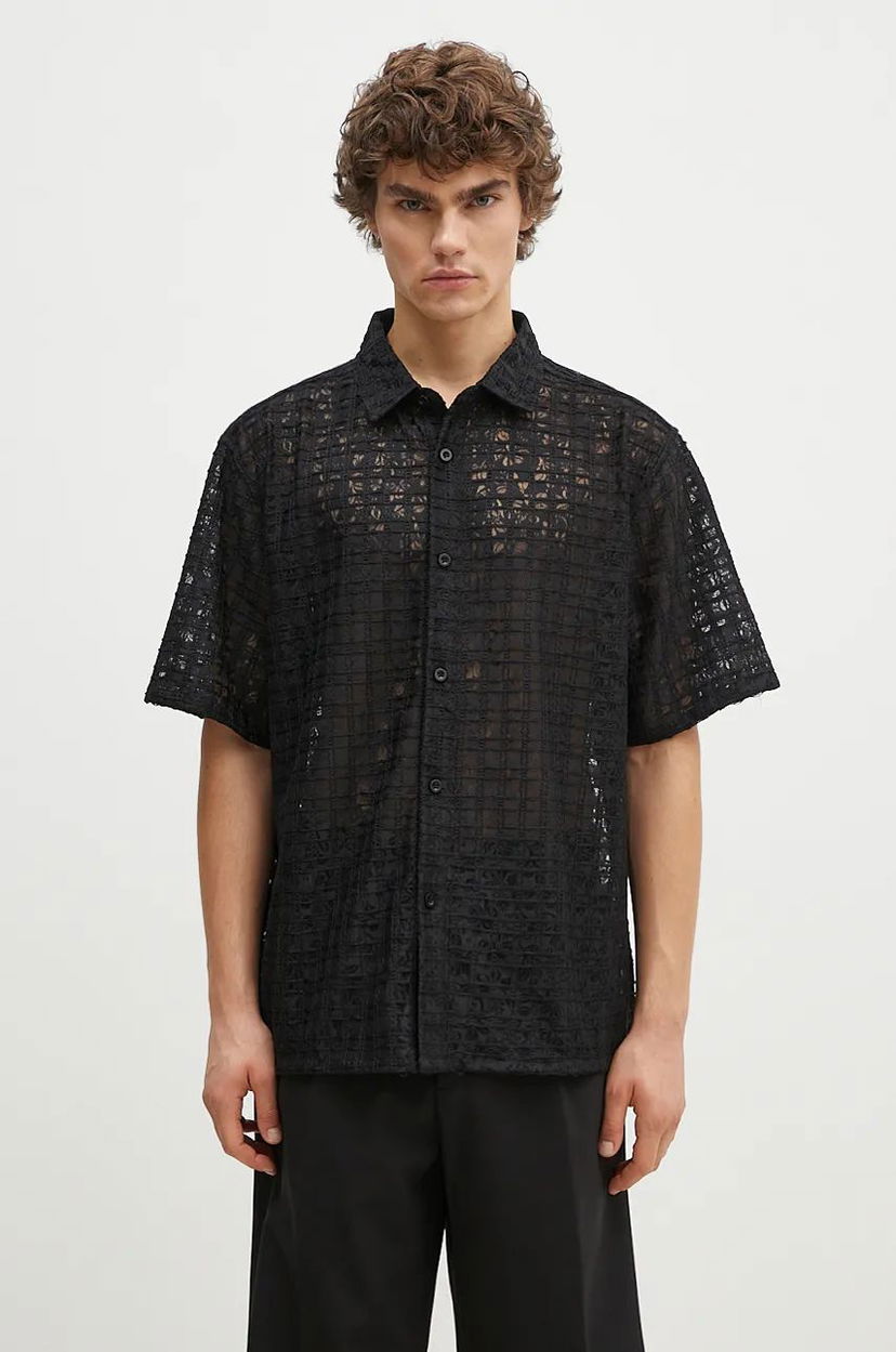 Skjorta Pleasures Lacy Button Down Shirt Svart | P24F050