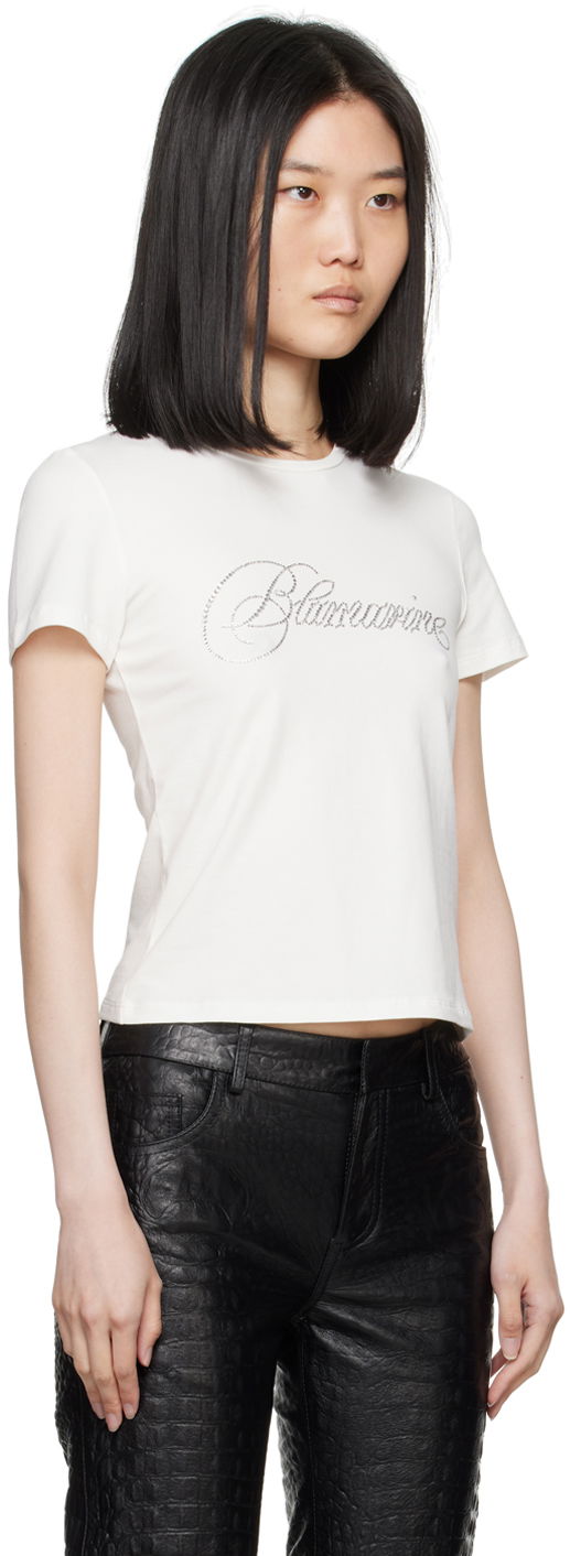 T-shirt Blumarine Crystal Logo T-Shirt Vit | A422T075A, 1