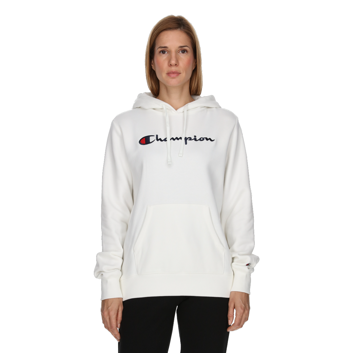 Sweatshirt Champion Pullover Hoodie with Script Logo Vit | 117529-WW003, 0