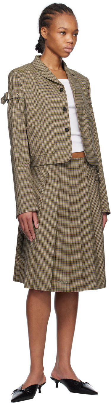 Kjol We11done We11done Checkered Pleated Midi Skirt Brun | WD-SK0-25-262-W-BG, 3