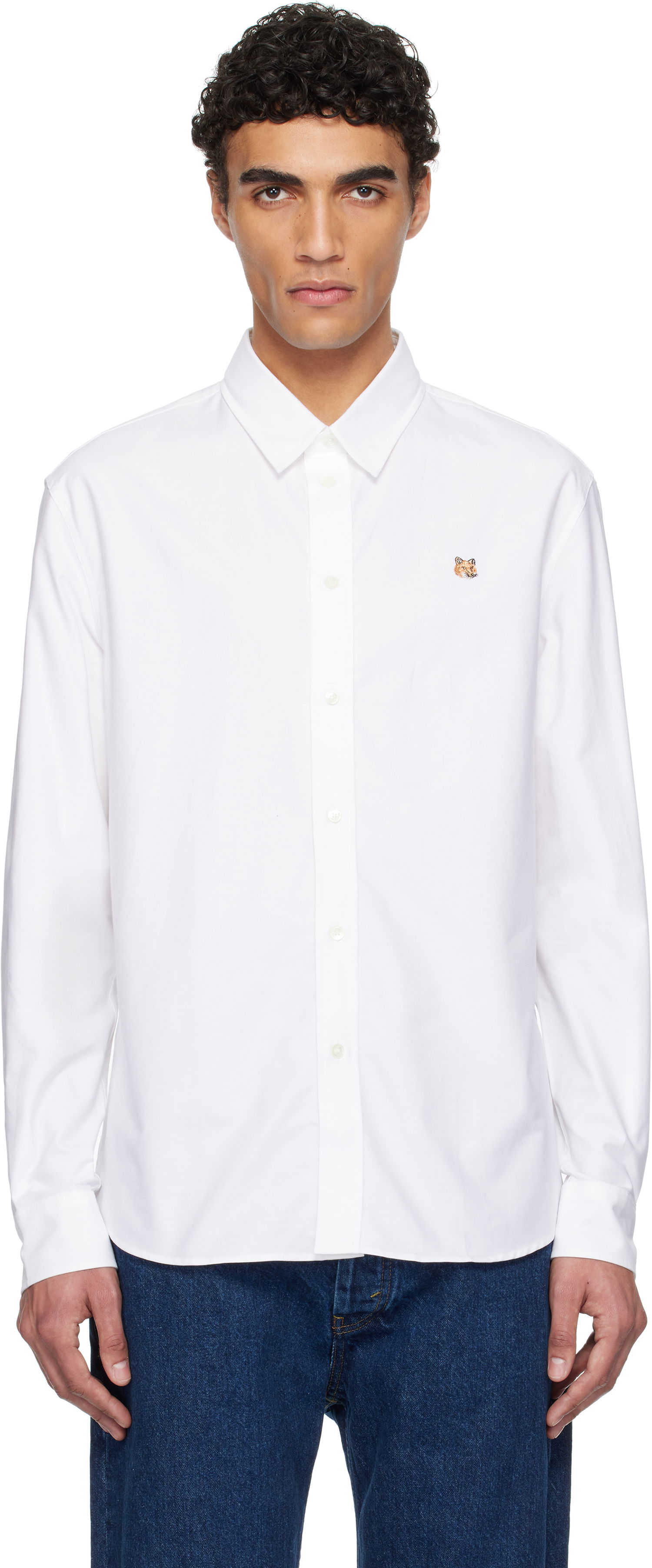 Skjorta MAISON KITSUNÉ Maison Kitsuné Casual Shirt with Fox Head Embroidery Vit | MM00408WC5012, 0